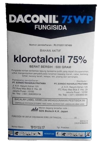 Fungisida Daconil, Fungisida Daconil75 WP, Jual Fungisida Daconil, Fungisida Daconil Terbaru, Fungisida Daconil Murah, Exindo Raharja Pratama, Belanja Tani